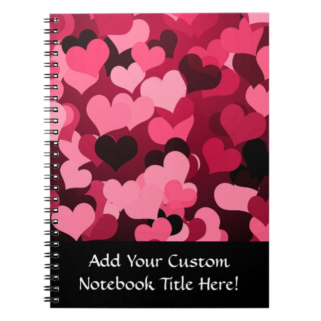 Lots of Pink Hearts, Cute Love Pattern Spiral Notebook (Front)