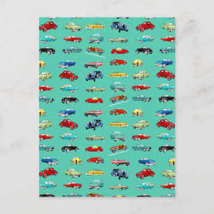 Lots of Retro Cars Postcard