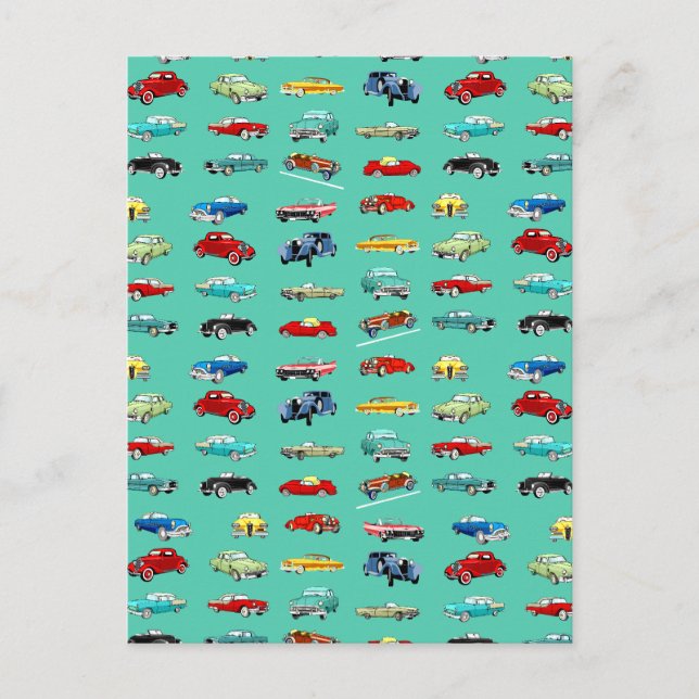 Lots of Retro Cars Postcard (Front)