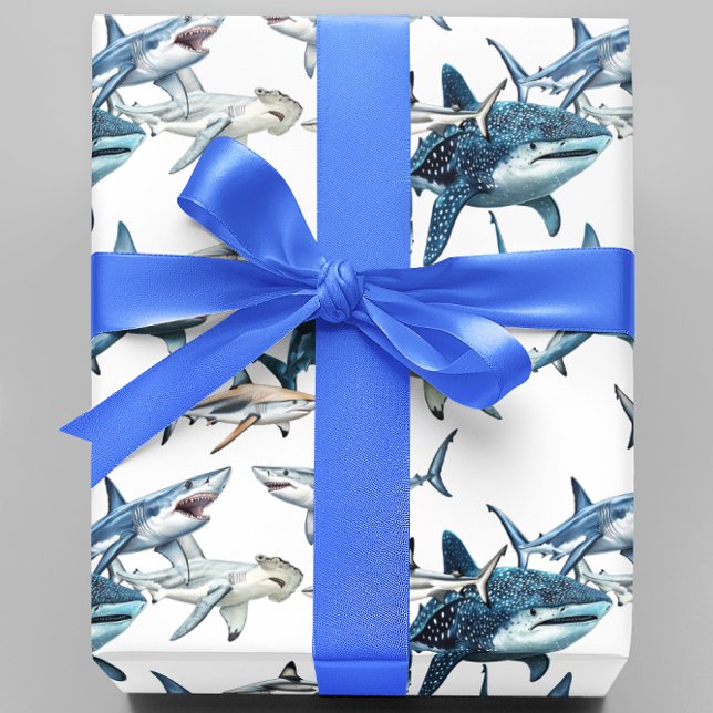 Lots of Sharks Watercolor Wrapping Paper (Creator Uploaded)