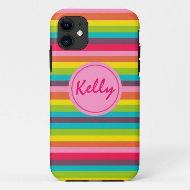 Lots of Stripes Monogram Personalised Case (Back)