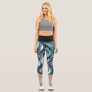 Lots of Swirls Paint Pour Design Capri Leggings