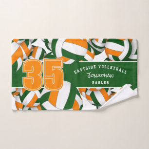 Lots of volleyballs sports club gifts green orange hand towel
