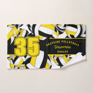 Lots of volleyballs team name gifts black gold hand towel