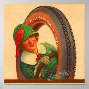 Lotta Miles no. 1- 1920s Kelly-Springfields tire m Poster