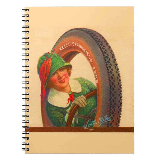 Lotta Miles no. 1- 1920s Kelly-Springfields tire m Spiral Notebook (Front)