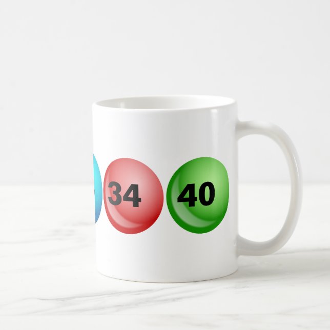 Lottery Balls, 3, 18, 23, 34, 40 Coffee Mug (Right)
