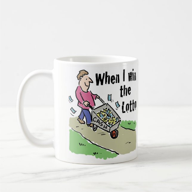 Lottery Winning Design Man with Barrow of Cash Coffee Mug (Left)