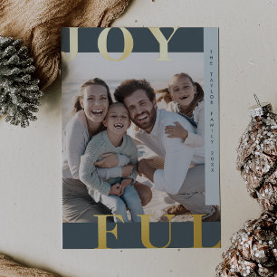 LOTTIE Blue Foil Joyful Family Photo Christmas