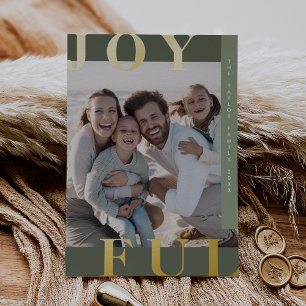 LOTTIE Green Foil Joyful Family Photo Christmas
