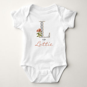 Lottie Name Reveal Floral Letter L Girl Whimsical Baby Bodysuit