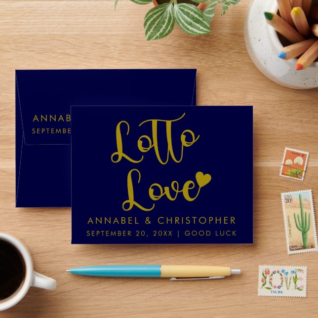 Lotto Love Lottery Ticket Minimalist Wedding favor Envelope (Desk)