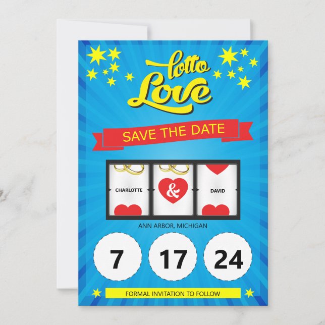 Lotto Love Save the Date Wedding Announcement (Front)