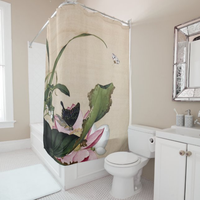 Lotus and Arrowhead Fine Art Shower Curtain (In Situ)