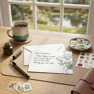 Lotus and dragonfly personalised card