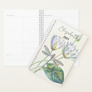 Lotus and dragonfly personalised, custom year planner