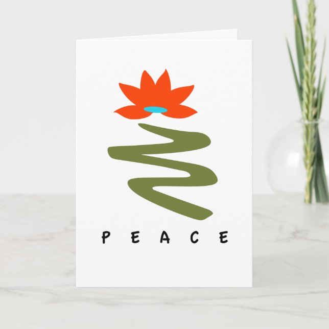 Lotus and pathway stem PEACE holiday  Card (Front)