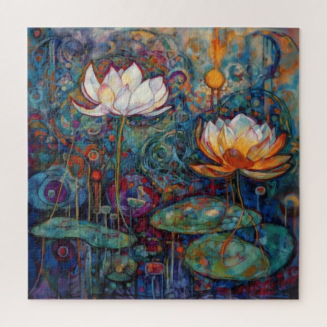 Lotus and Water Lillies Puzzle (Vertical)