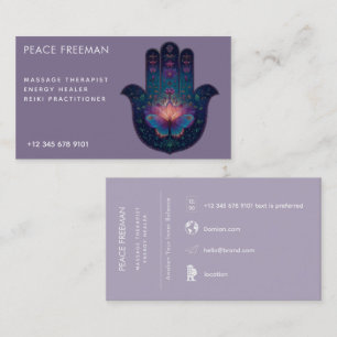 Lotus Awakening   Hamsa Hand Design Business Card