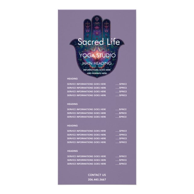 Lotus Awakening | Hamsa Hand Design Rack Card (Front)