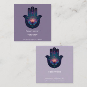 Lotus Awakening   Hamsa Hand Design Square Business Card