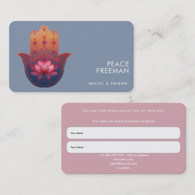 Lotus Blessing | Hamsa Hand Business Card (Front/Back)