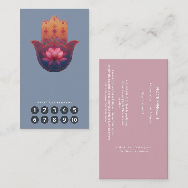 Lotus Blessing | Hamsa Hand Business Card (Front/Back)