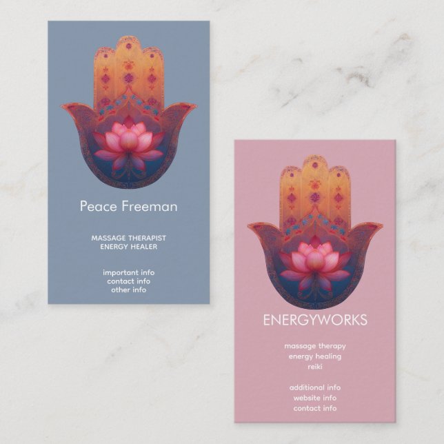 Lotus Blessing | Hamsa Hand Business Card (Front/Back)