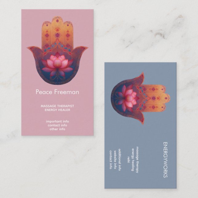 Lotus Blessing | Hamsa Hand Business Card (Front/Back)