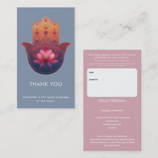 Lotus Blessing | Hamsa Hand Business Card (Front/Back)