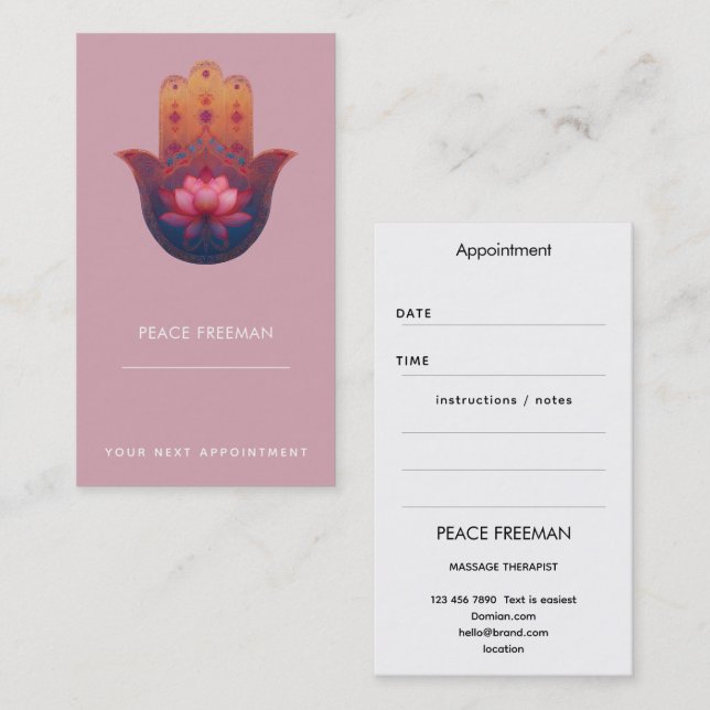 Lotus Blessing | Hamsa Hand Business Card (Front/Back)