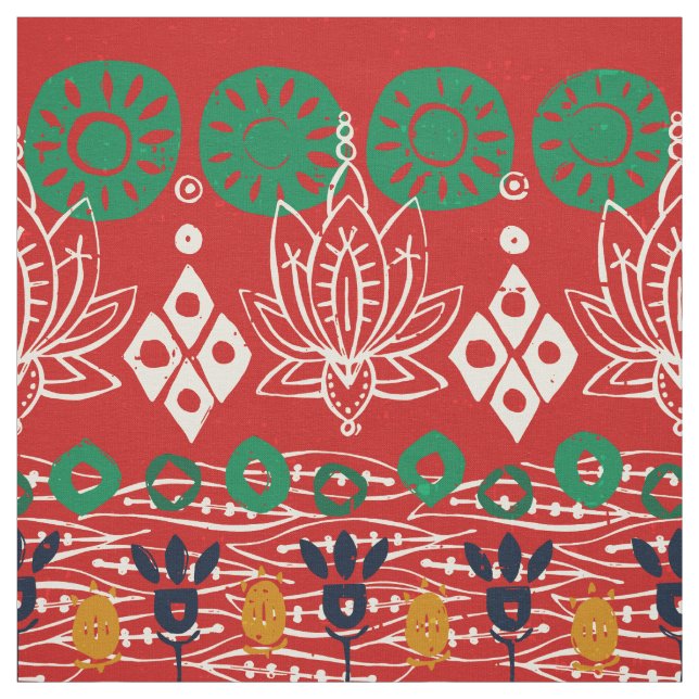 lotus block Christmas Fabric (Swatch)