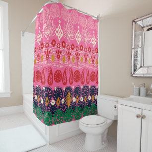 lotus block pink shower curtain