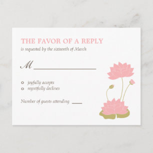 Lotus Bloom Wedding RSVP Postcard