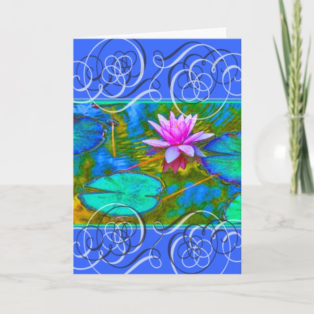 Lotus Blossom Get Well Beautiful Colours Thank You Card (Front)