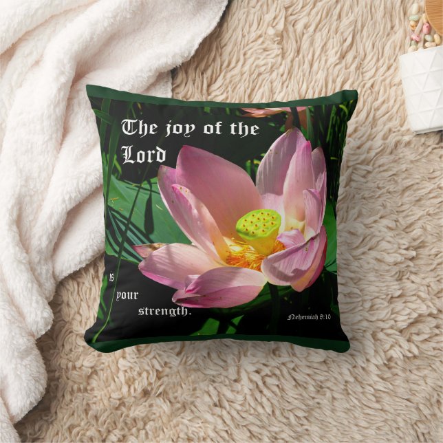 Lotus Blossom Nehemiah 8:10 Cushion (Blanket)