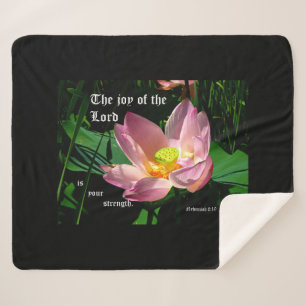 Lotus Blossom Nehemiah 8:10 Sherpa Blanket