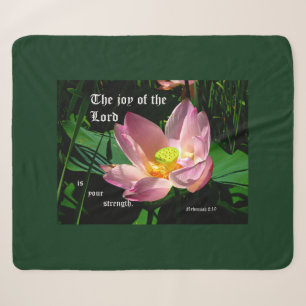 Lotus Blossom Nehemiah 8:10 Sherpa Blanket