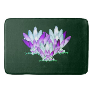 Lotus blossom on sea green background bath mat