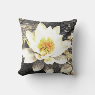 lotus blossom pillow grey and yellow