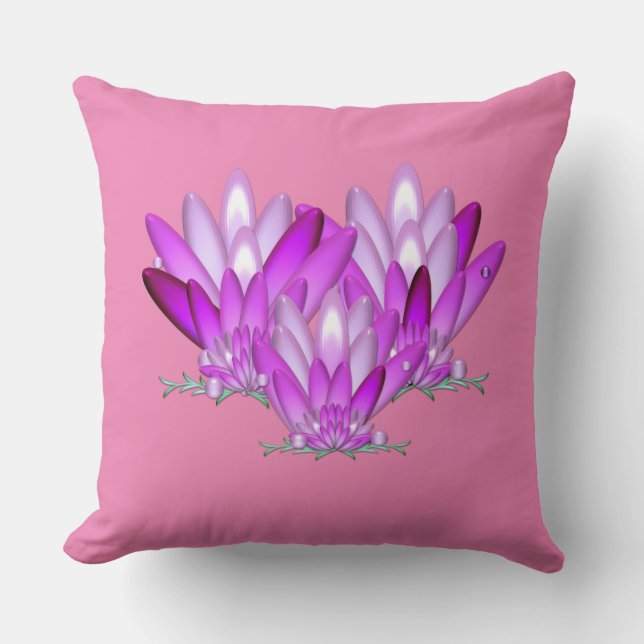 Lotus blossom pink on pink background cushion (Front)
