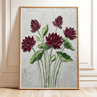 Lotus Botanical Minimalist Wall Art Canvas Print