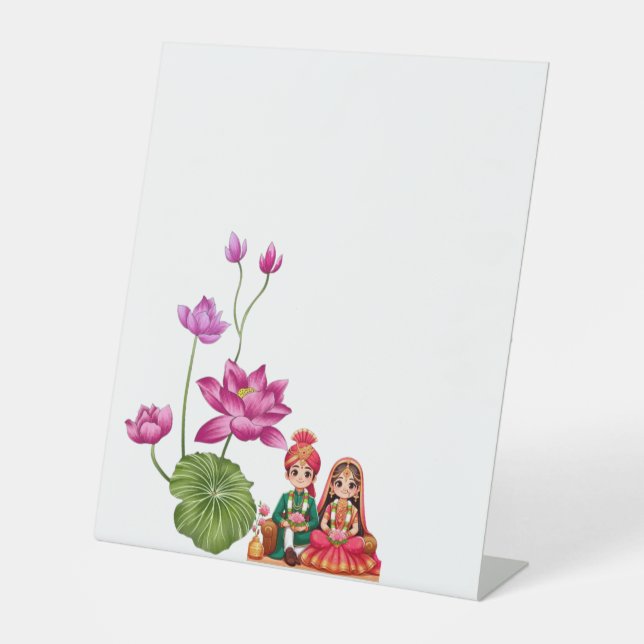 Lotus, bride and groom  pedestal sign (Front)