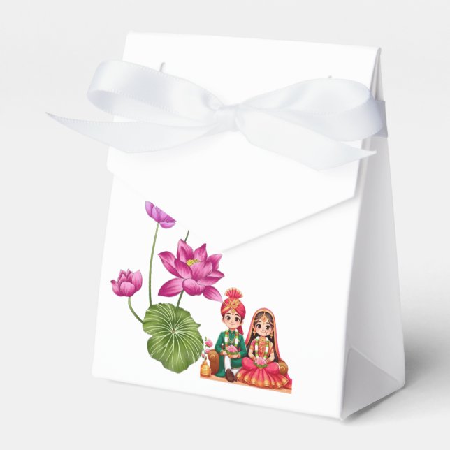 Lotus, bride and groom picture favour box (Front Side)