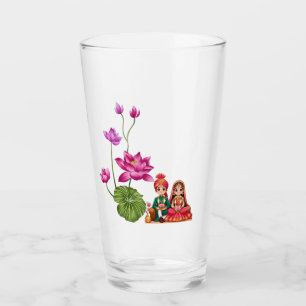 Lotus, bride and groom picture glass