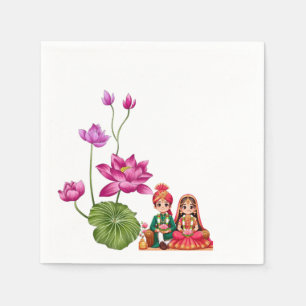 Lotus, bride and groom picture napkin