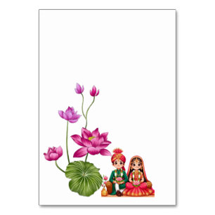 Lotus, bride and groom picture table number