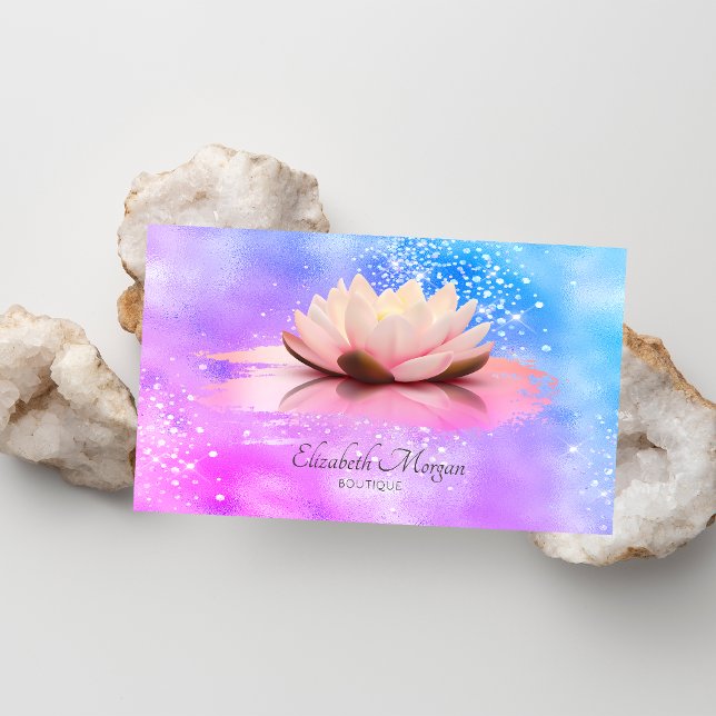  Lotus Brush Stroke Diamonds Holographic Business Card (Creator Uploaded)