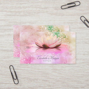 Lotus Brush Stroke Diamonds Pink Holographic Business Card