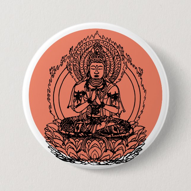 Lotus Buddha 7.5 Cm Round Badge (Front)